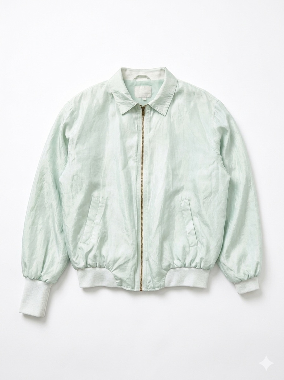 Blair Vintage 100% Silk Mint Zip-Front Bomber Jacket YYK Zipper M Women